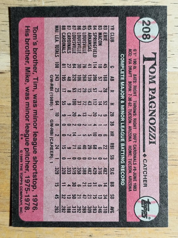 1989 Topps #208 Tom Pagnozzi