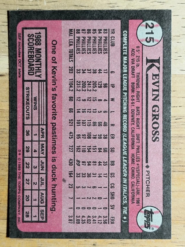 1989 Topps #215 Kevin Gross