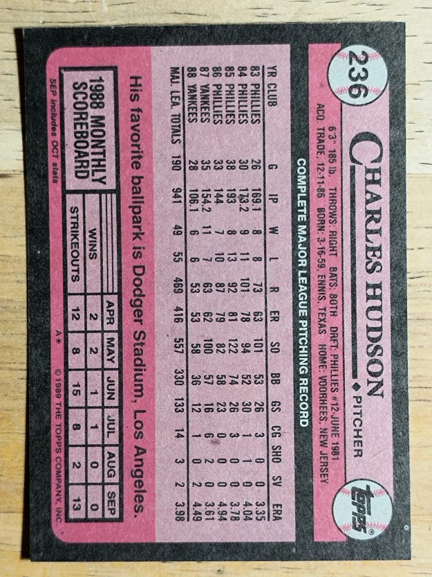 1989 Topps #236 Charles Hudson