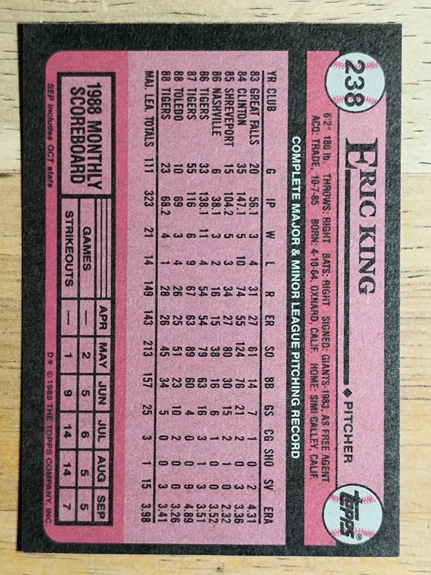 1989 Topps #238 Eric King
