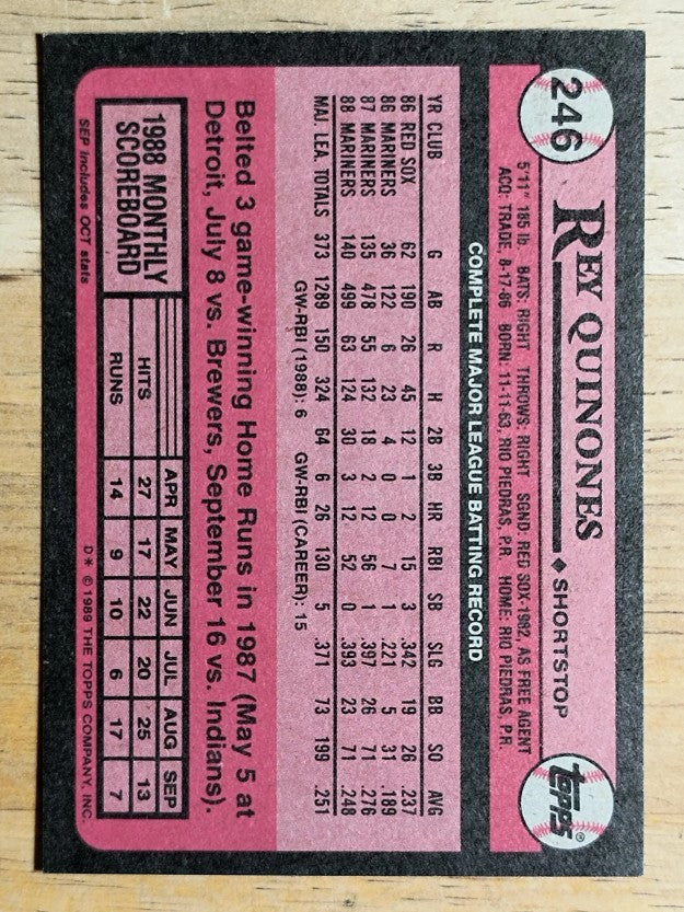 1989 Topps #246 Rey Quinones