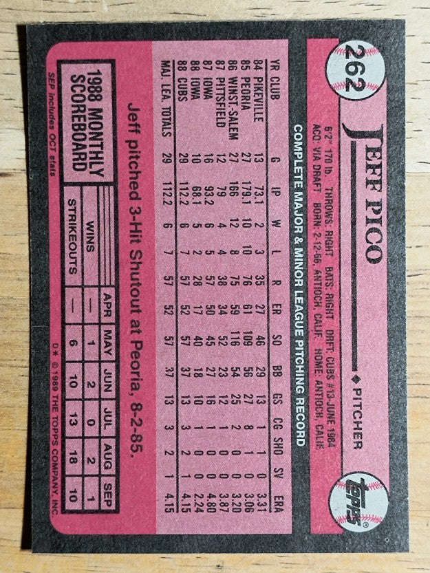 1989 Topps #262 Jeff Pico