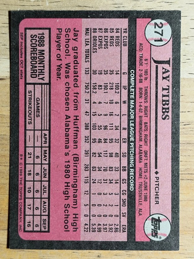 1989 Topps #271 Jay Tibbs