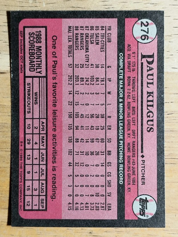 1989 Topps #276 Paul Kilgus
