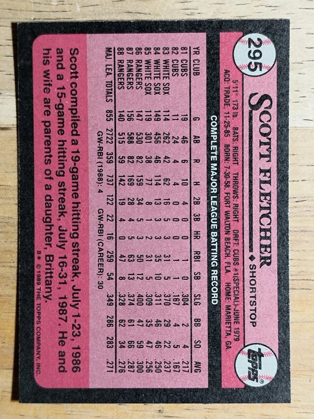 1989 Topps #295 Scott Fletcher