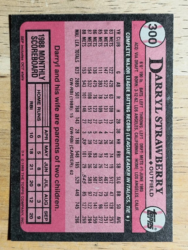 1989 Topps #300 Darryl Strawberry