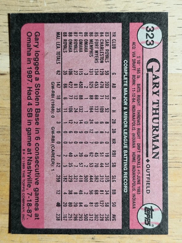1989 Topps #323 Gary Thurman