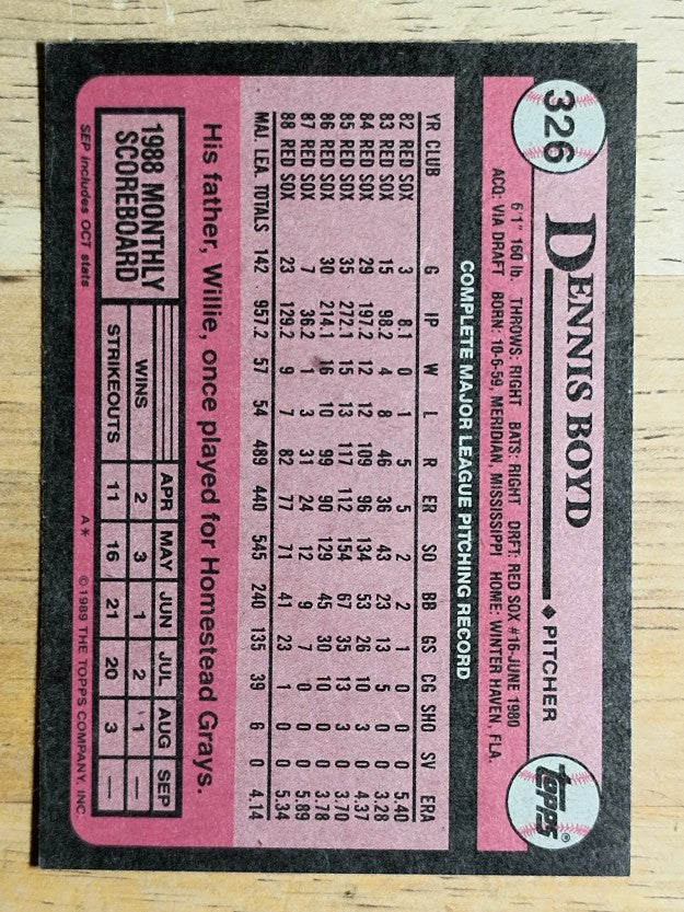 1989 Topps #326 Dennis Boyd