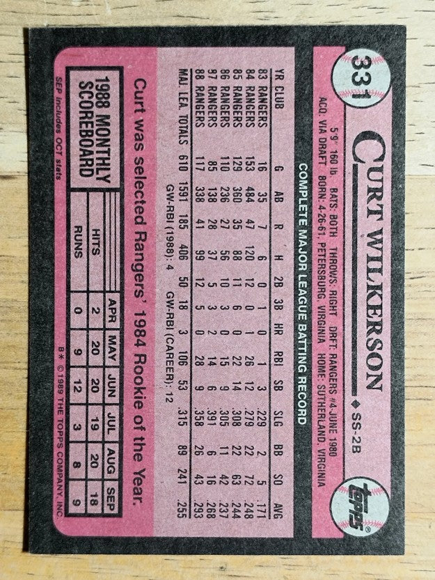 1989 Topps #331 Curt Wilkerson