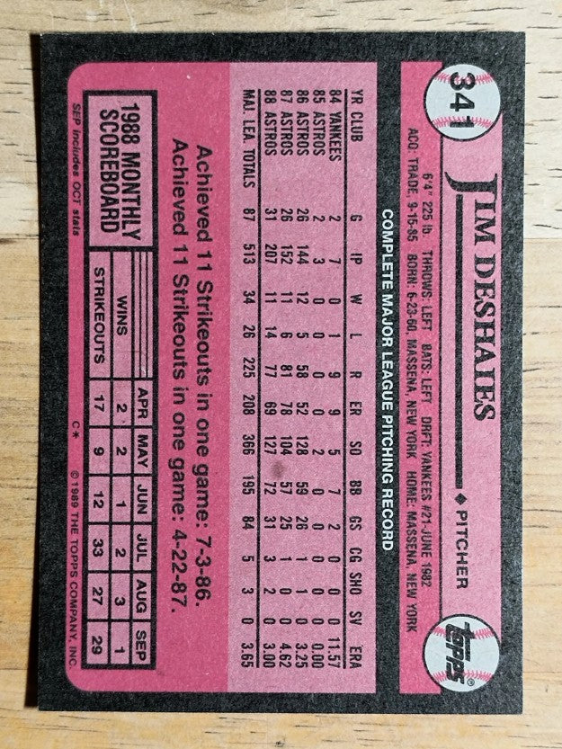 1989 Topps #341 Jim Deshaies