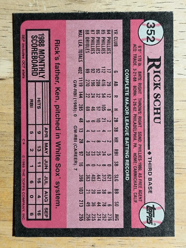 1989 Topps #352 Rick Schu