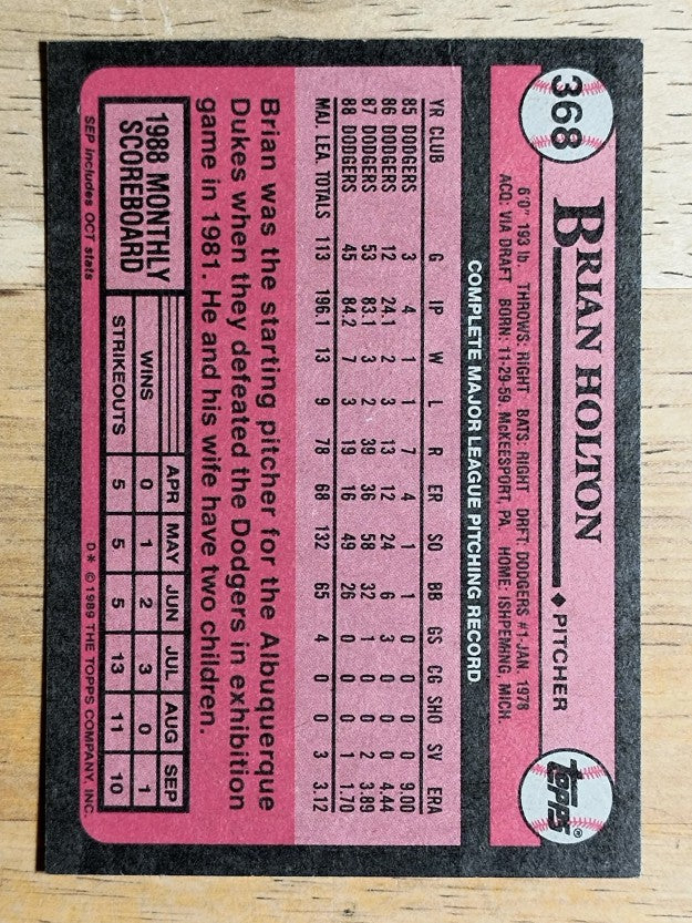 1989 Topps #368 Brian Holton