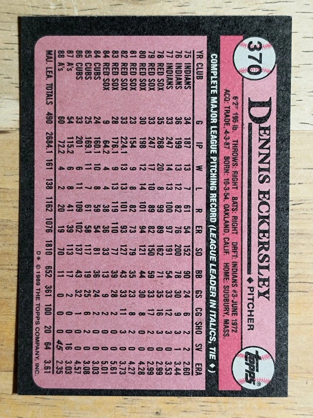 1989 Topps #370 Dennis Eckersley