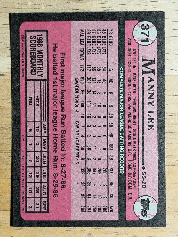 1989 Topps #371 Manny Lee