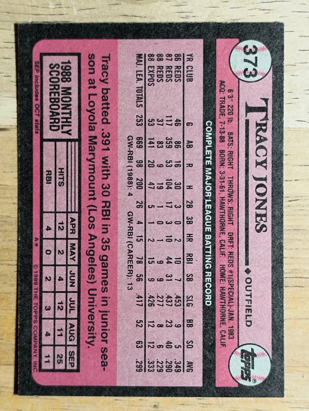 1989 Topps #373 Tracy Jones