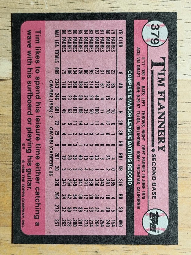 1989 Topps #379 Tim Flannery