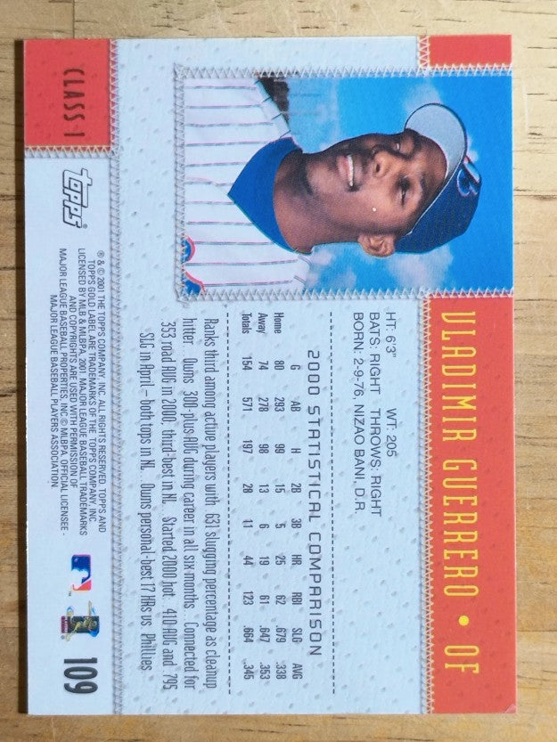 2001 Topps Gold Label Class 1 #109 Vladimir Guerrero