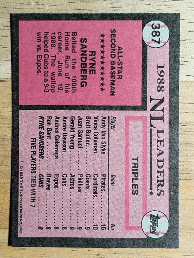 1989 Topps #387 Ryne Sandberg AS