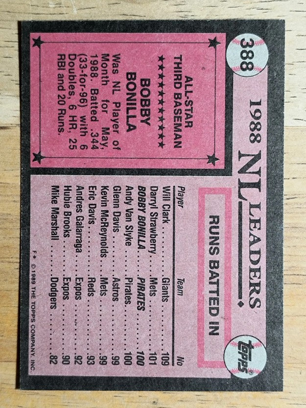 1989 Topps #388 Bobby Bonilla AS