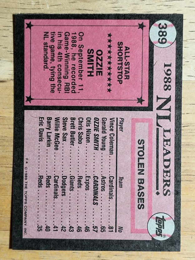 1989 Topps #389 Ozzie Smith AS