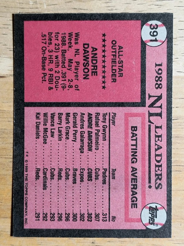 1989 Topps #391 Andre Dawson AS