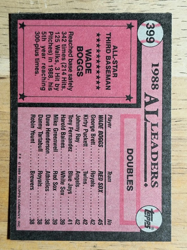 1989 Topps #399 Wade Boggs AS