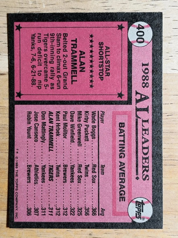 1989 Topps #400 Alan Trammell AS