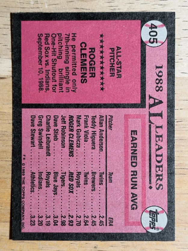 1989 Topps #405 Roger Clemens AS