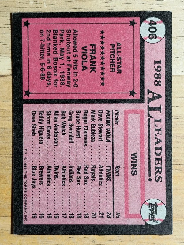 1989 Topps #406 Frank Viola AS
