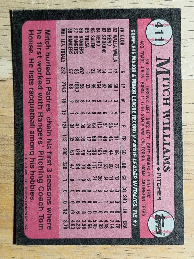 1989 Topps #411 Mitch Williams