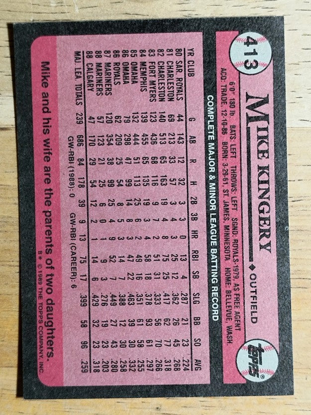1989 Topps #413 Mike Kingery