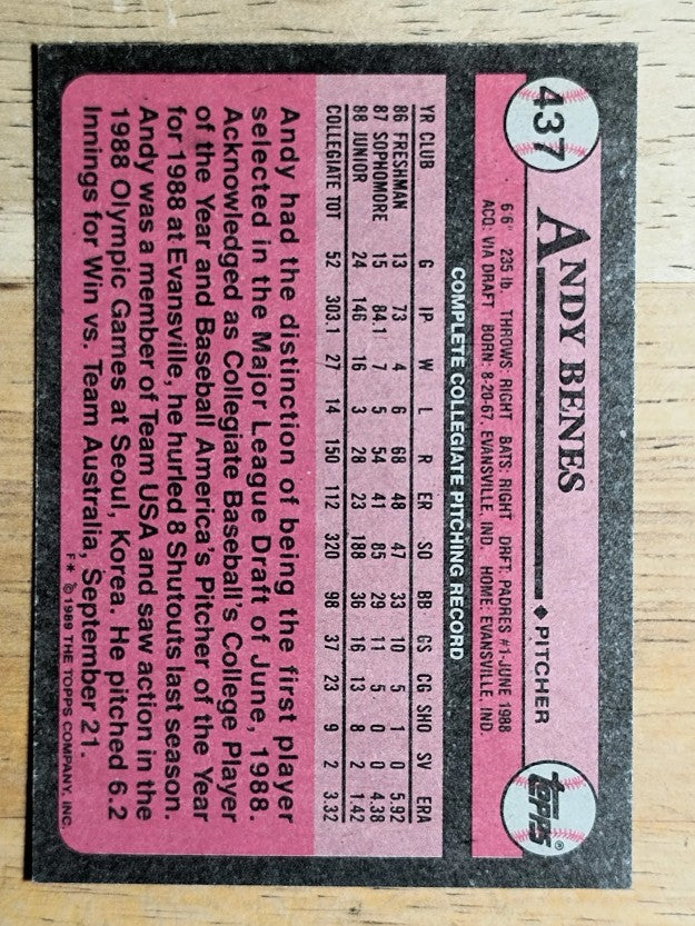 1989 Topps #437 Andy Benes FDP RC