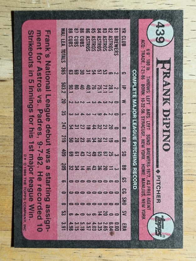 1989 Topps #439 Frank DiPino