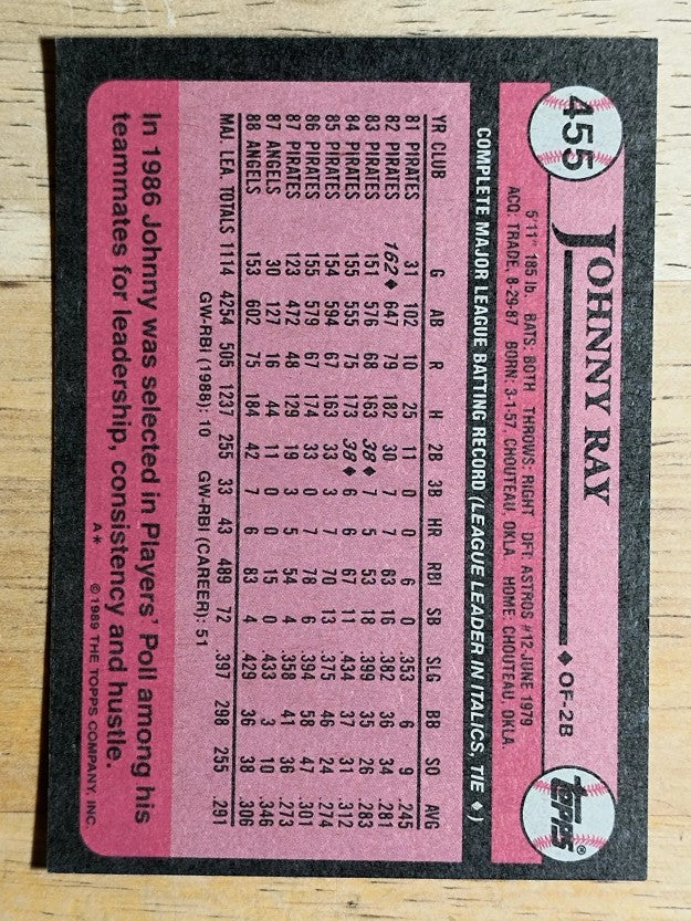 1989 Topps #455 Johnny Ray