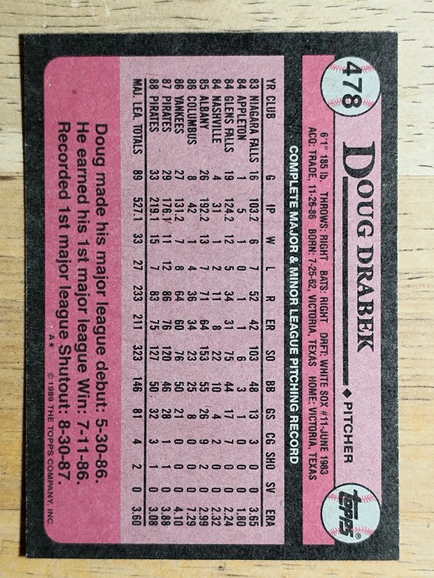 1989 Topps #478 Doug Drabek
