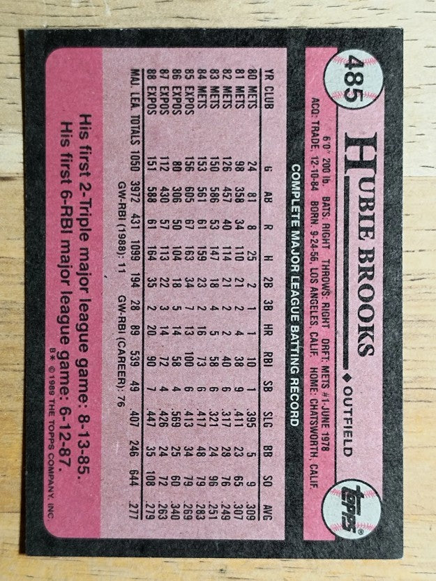1989 Topps #485 Hubie Brooks