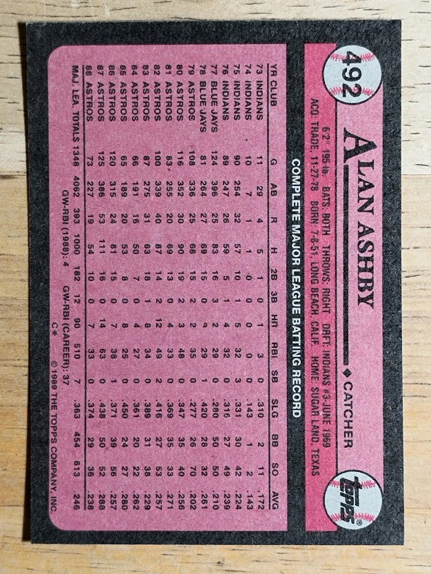 1989 Topps #492 Alan Ashby