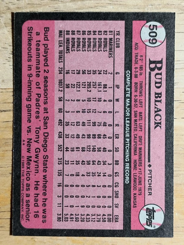 1989 Topps #509 Bud Black