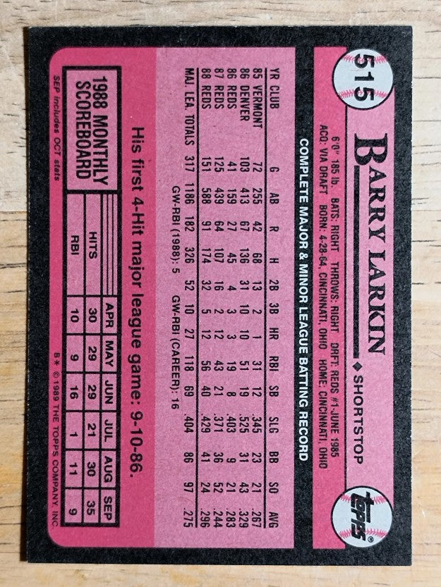 1989 Topps #515 Barry Larkin