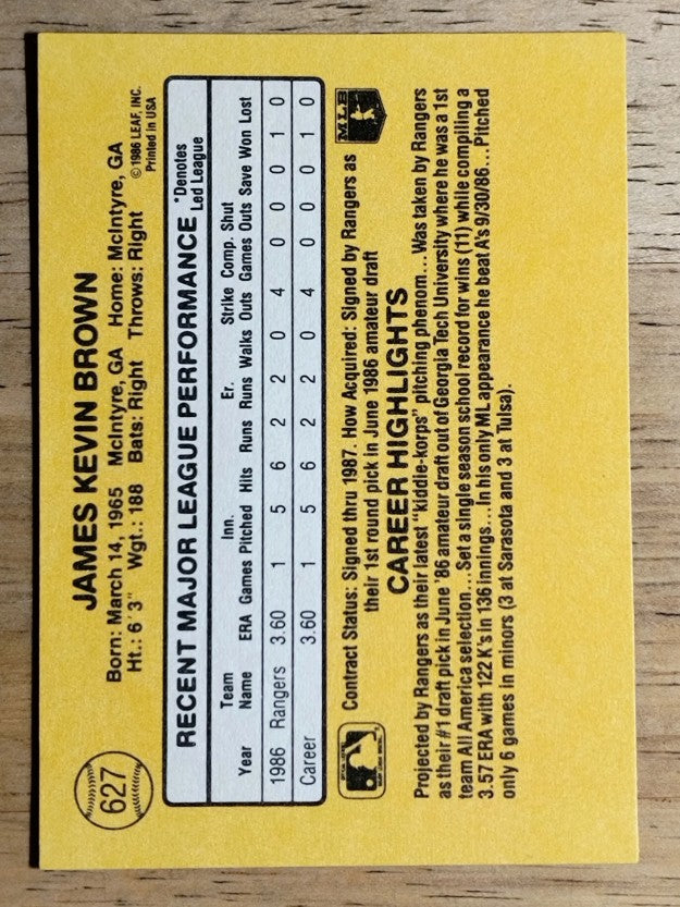 1987 Donruss #627 Kevin Brown RC
