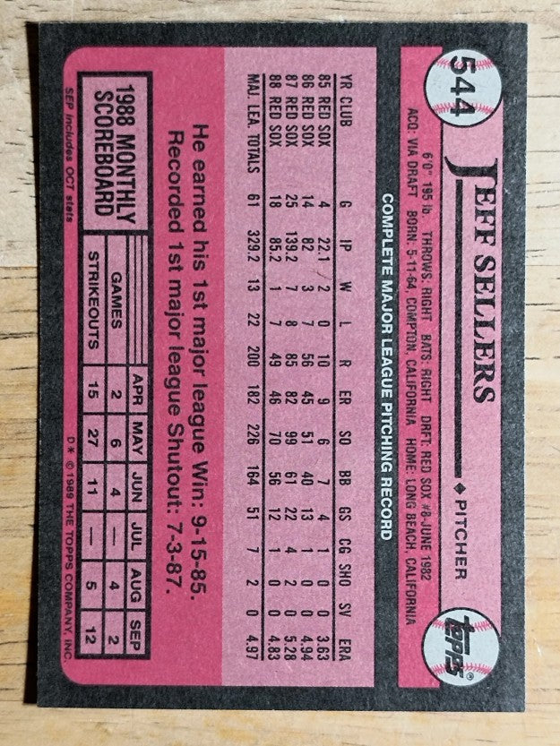1989 Topps #544 Jeff Sellers