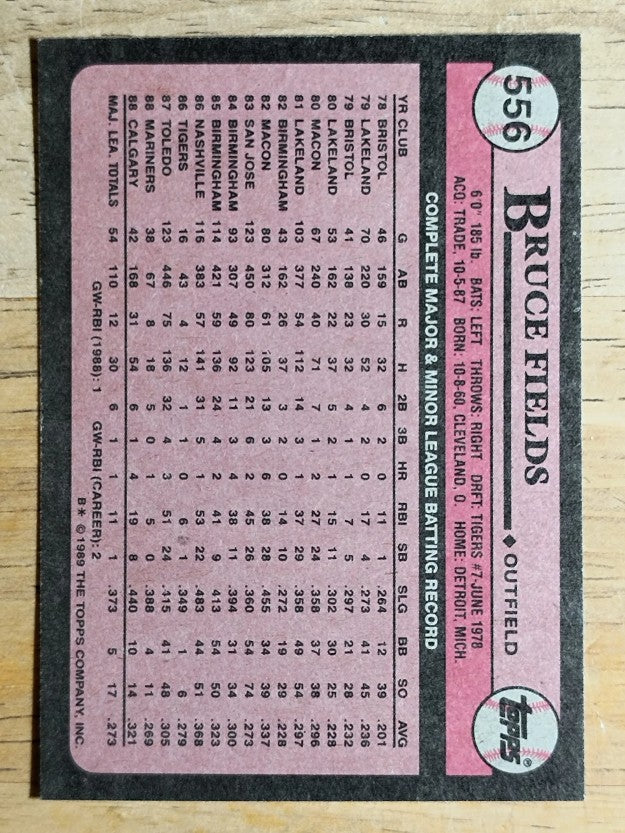 1989 Topps #556 Bruce Fields