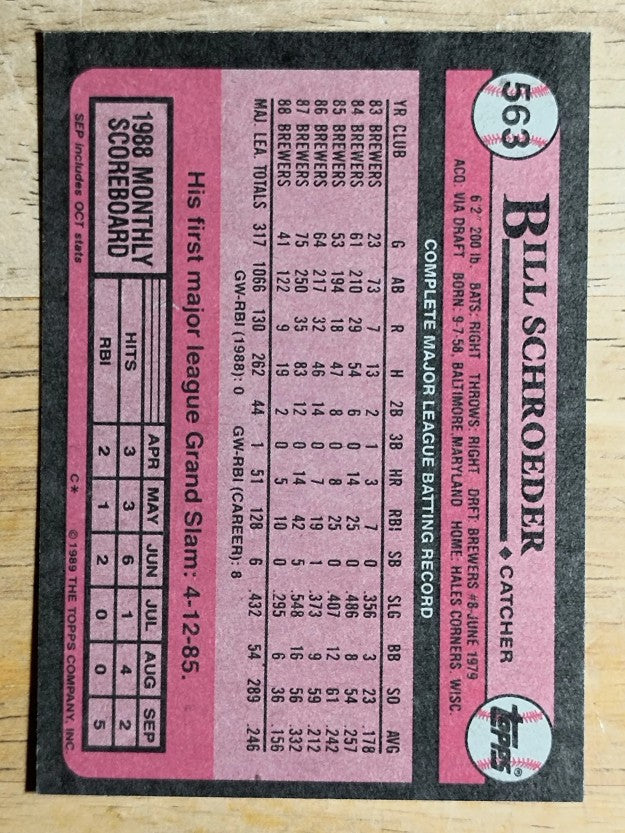 1989 Topps #563 Bill Schroeder