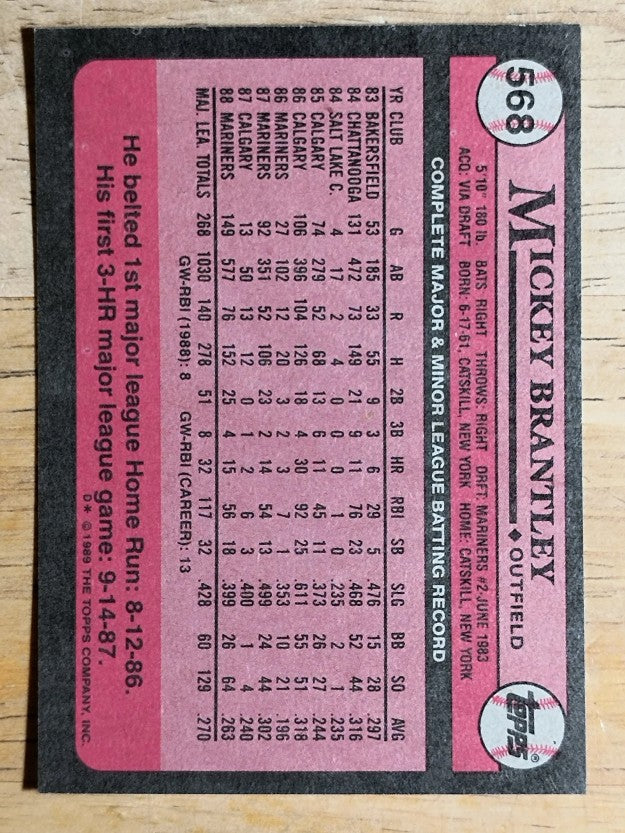 1989 Topps #568 Mickey Brantley