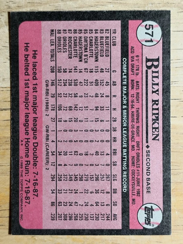 1989 Topps #571 Billy Ripken