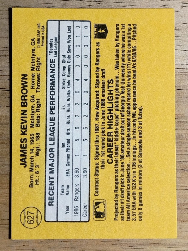 1987 Donruss #627 Kevin Brown RC