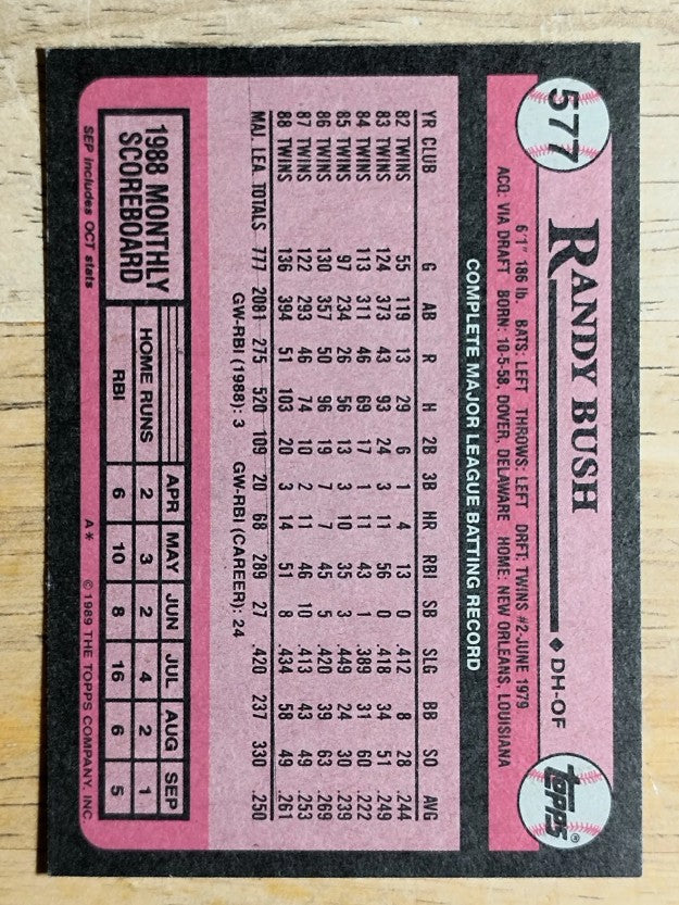 1989 Topps #577 Randy Bush