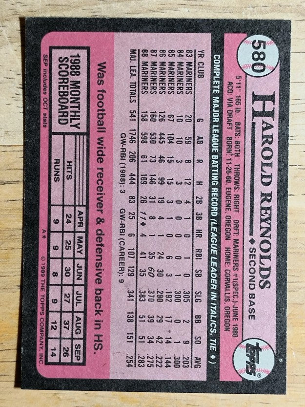 1989 Topps #580 Harold Reynolds