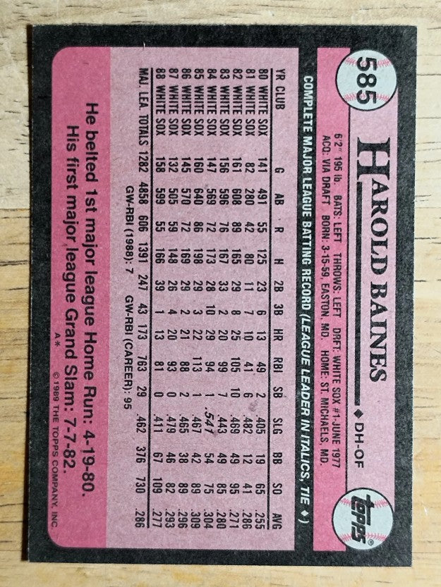 1989 Topps #585 Harold Baines
