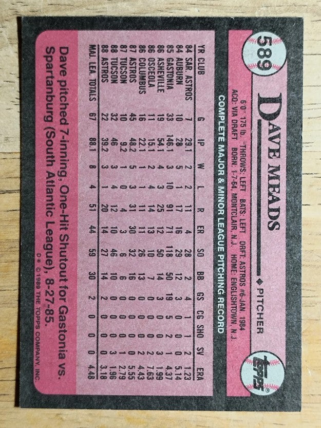 1989 Topps #589 Dave Meads